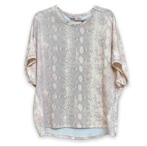 Philosophy Reptile Snake Print Cream Short Dolman Drop Sleeve Top Women Large